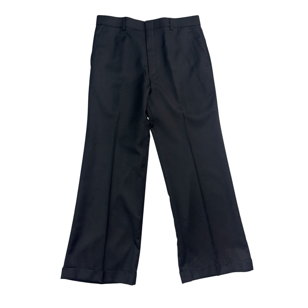 NEW vtg Bespoke Tailored 34x30 Black Wool Cashmere Pants Trousers Wide Leg Pleat